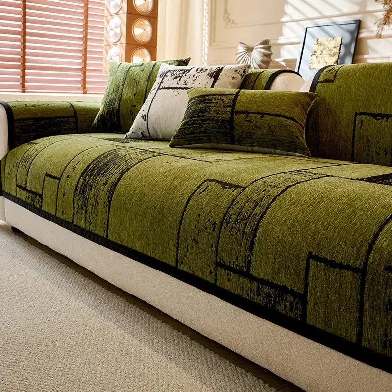 Chenille Geometry Sofa Cover Living Room Modern Non-slip Sofa Cushion Four Season Universal Couch Mat Thickened Protector Covers