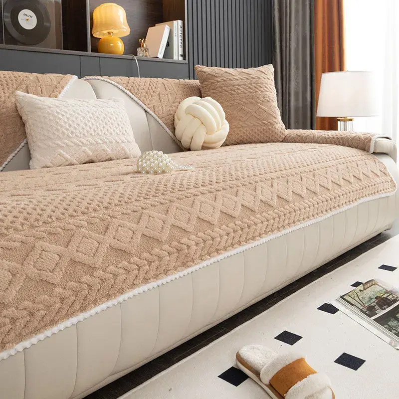 Autumn Winter Thicken Sofa Cover Shu Cotton Velvet Couch Cushion 1/2/3/4/seater Sofa Cover Anti Slip Anti Cat Scratch Sofa Mat