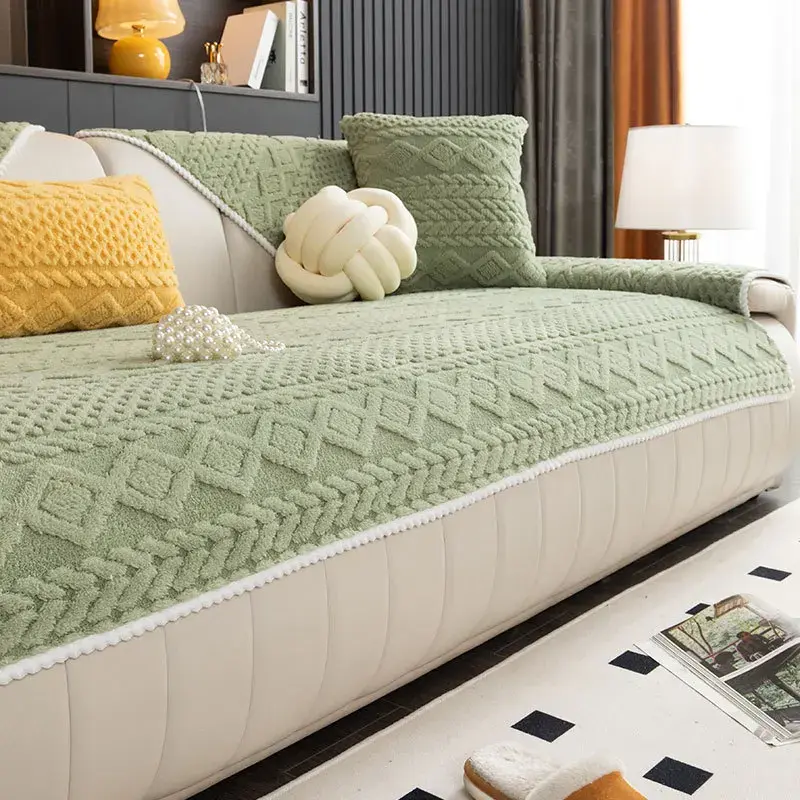 Autumn Winter Thicken Sofa Cover Shu Cotton Velvet Couch Cushion 1/2/3/4/seater Sofa Cover Anti Slip Anti Cat Scratch Sofa Mat