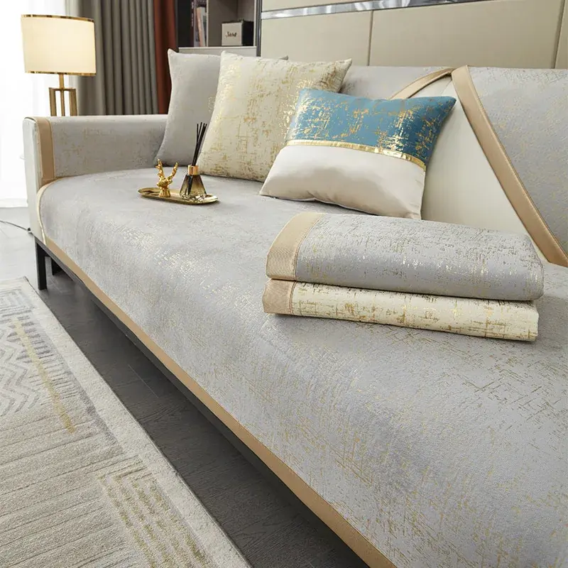 Red Chenille Sofa Cover Wide Brim Modern Living Room Anti-slip Combination Sofa Cushion Full Cover Furniture Dust Protection