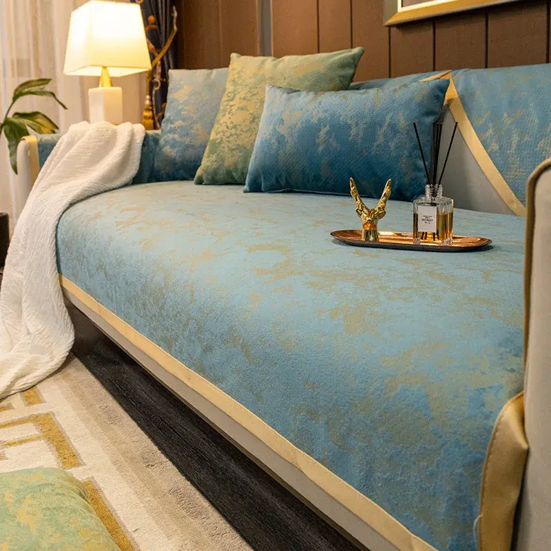 Red Chenille Sofa Cover Wide Brim Modern Living Room Anti-slip Combination Sofa Cushion Full Cover Furniture Dust Protection