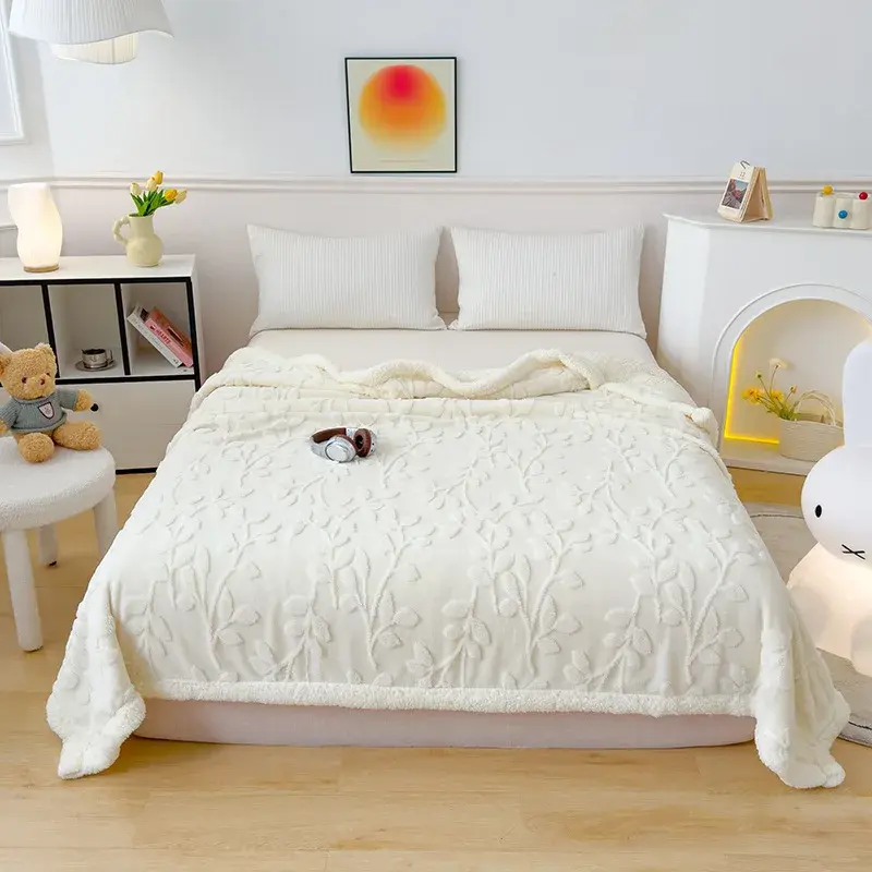 A Tapestry Blanket Polyester Wool Blanket Thickened Warm Leisure Office Nap Blanket Soft Breathable Bedspread Bedclothes