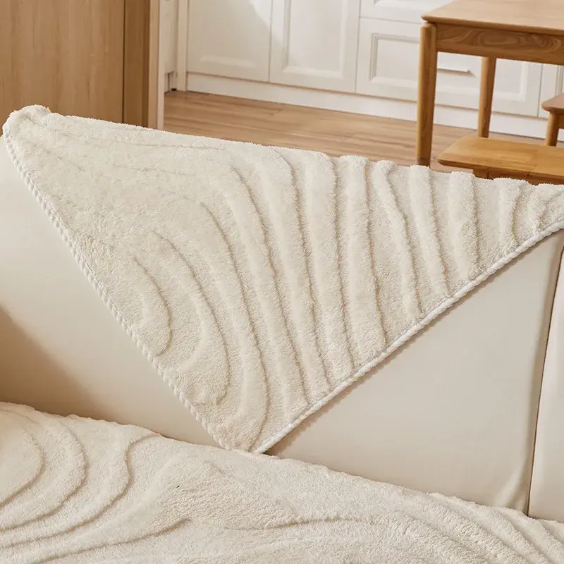 Modern Minimalist Thick Suede Surface Sofa Cover Universal Non-slip Soft Sofa Towel  Living Room Winter Warm Fluffy Sofa Cover