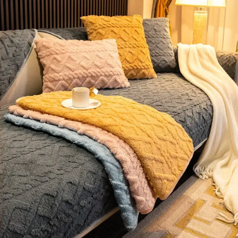 Thicken Plush Sofa Cushion Warm Sofas Mat Towel Anti-slip Universal Couch Covers Pets Kid Soft Sofa Blanket Living Room 쇼파커버