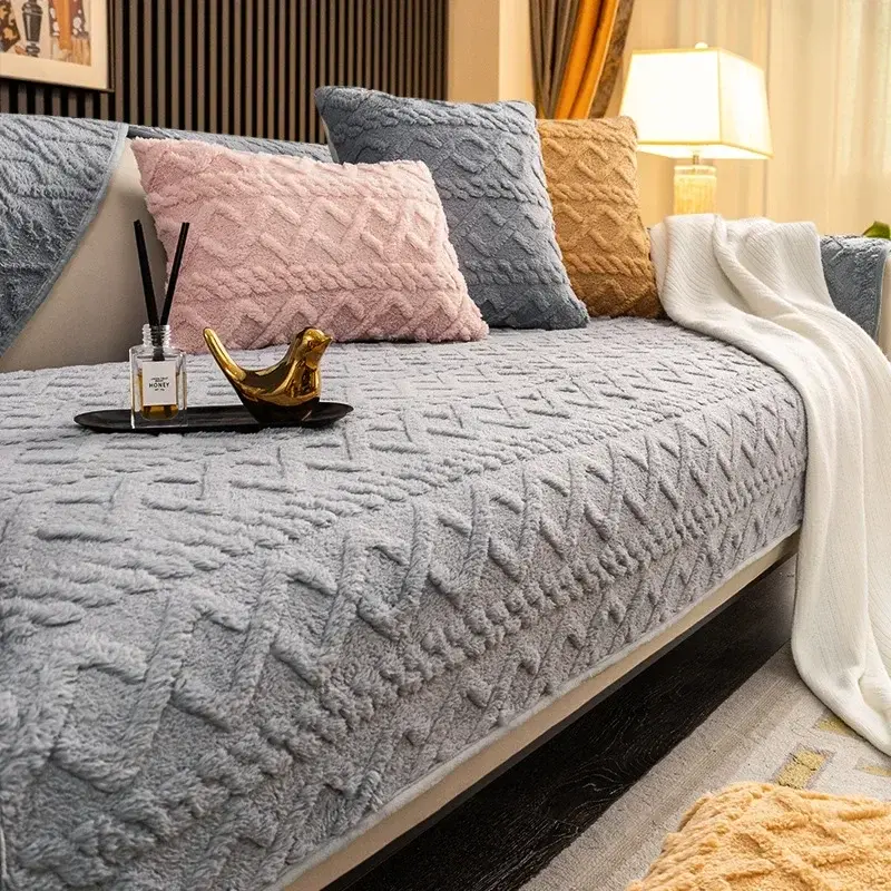 Thicken Plush Sofa Cushion Warm Sofas Mat Towel Anti-slip Universal Couch Covers Pets Kid Soft Sofa Blanket Living Room 쇼파커버