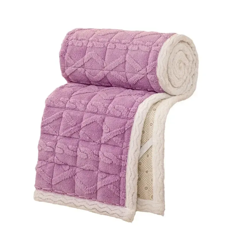 Thick Fleece Mattress Pad Warm Coral Fleece Bed Blanket Pads For Solid Color Bedsheet Protector Cover Available In Various Sizes