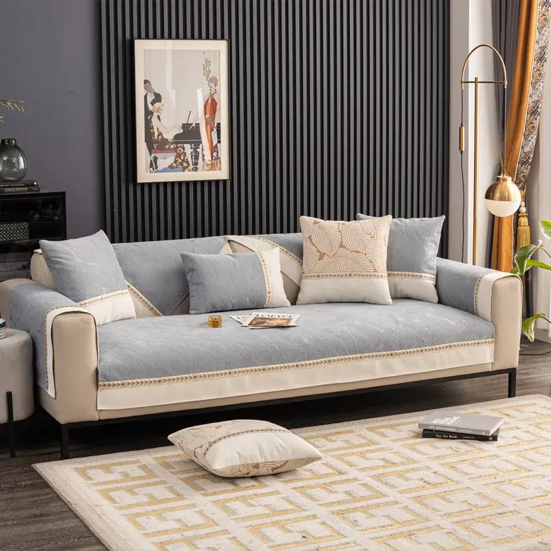 Chenille 1/2/3 Seater Sofa Cover Jacquard Couch Armchair Furniture Patchwork Lace Sofa Cushion Nonslip Universal for All Seasons
