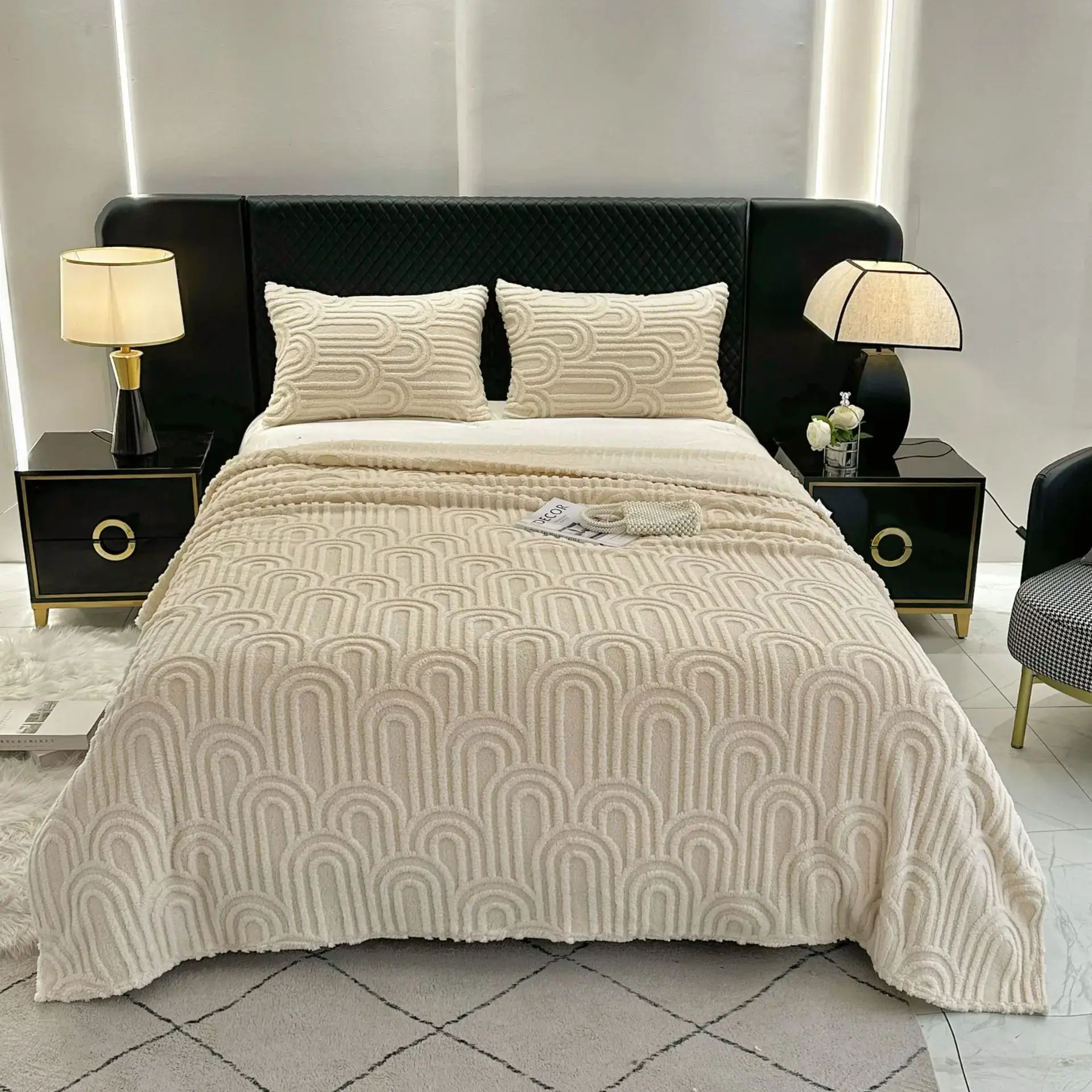Light Luxury High-end Single-layer Crimped Tafu Fleece Blanket Nap Blanket Can Be Stored Comfortable and Soft Sofa Cover Blanket
