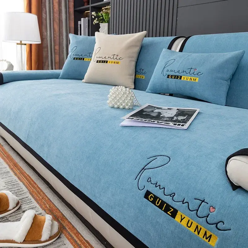 1pcs Embroidery Non-slip Sofa Cover Dog Mat Cushion All-inclusive Removable Multi-size Corner Sofa Towel Sectional Sofa Towel