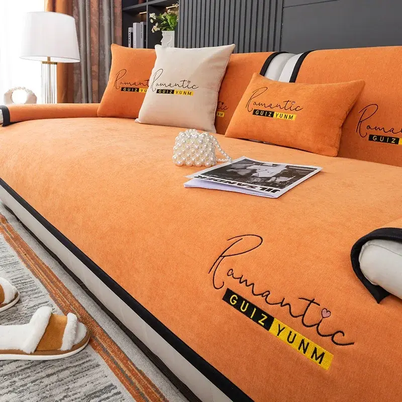 1pcs Embroidery Non-slip Sofa Cover Dog Mat Cushion All-inclusive Removable Multi-size Corner Sofa Towel Sectional Sofa Towel