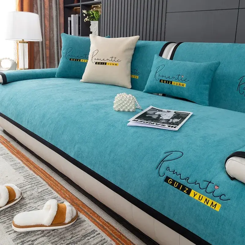 1pcs Embroidery Non-slip Sofa Cover Dog Mat Cushion All-inclusive Removable Multi-size Corner Sofa Towel Sectional Sofa Towel