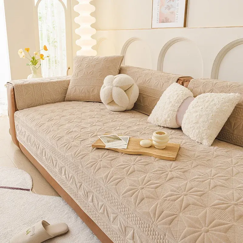 Cream Wind Style Cushion Modern Simple Sofa Cover Pure Cotton Non-slip Four Seasons Universal Sofa Cushion Cover Cloth Towel
