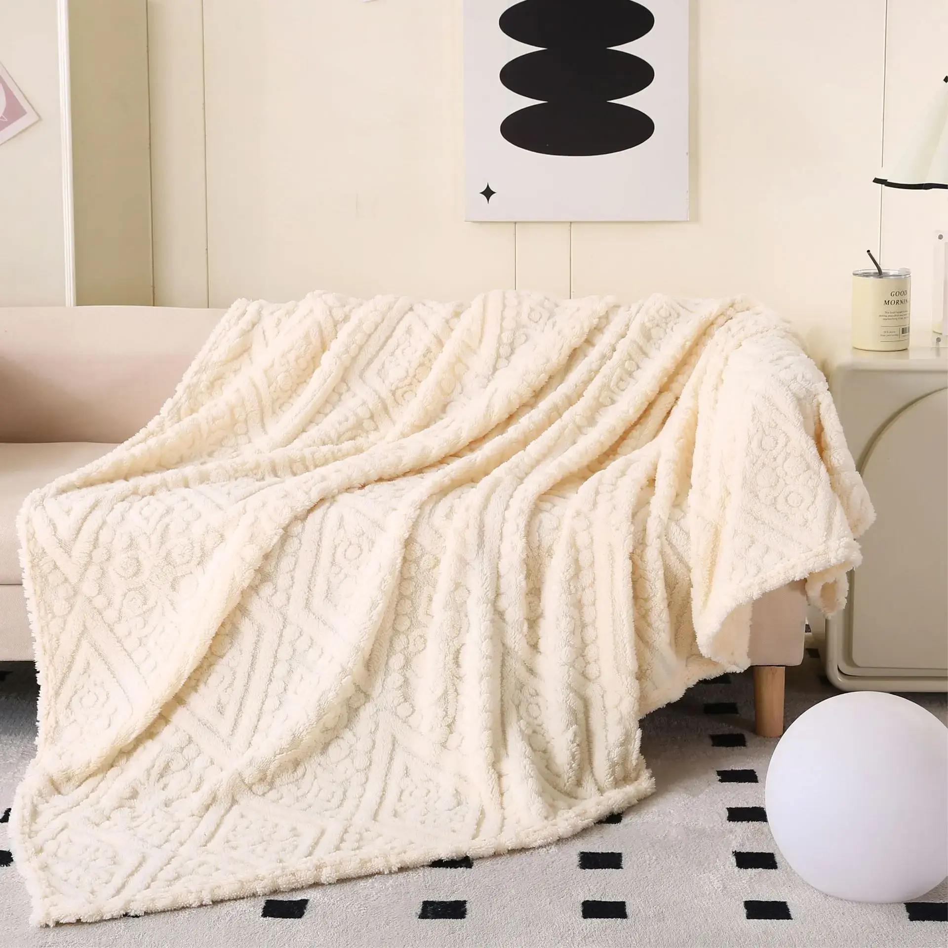 Lamb Wool Blanket Thickened Warm Leisure Blanket Office Nap Comfortable Comfortable Jacquard Washable Blanket for Multiple Uses