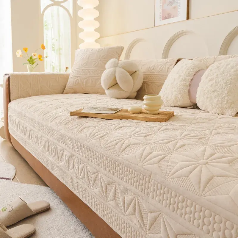 Cream Wind Style Cushion Modern Simple Sofa Cover Pure Cotton Non-slip Four Seasons Universal Sofa Cushion Cover Cloth Towel