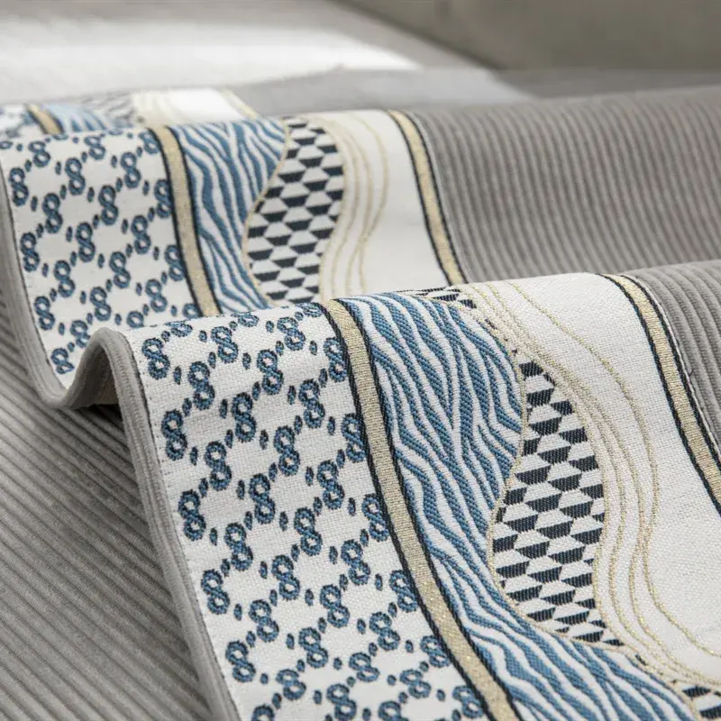 Printing Splicing Solid Color Sofa Covers Thickened Sofa Cushion Autumn Winter Non-Slip Plush Cushion Cover Plush Sofa Cushion