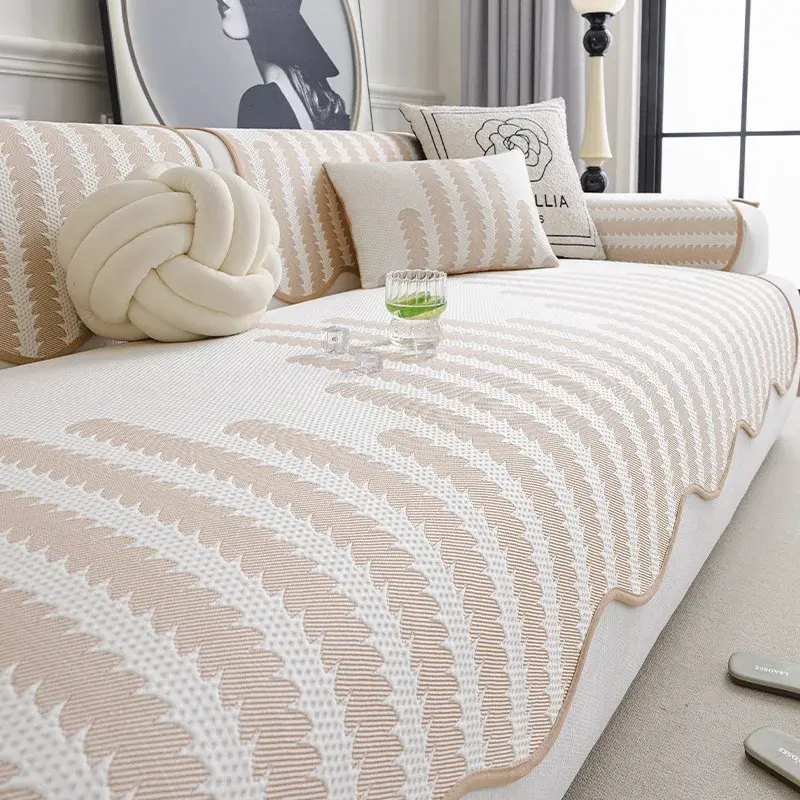 2025new Comfortable Light Luxury Non-slip One-piece Sofa Cover Small Fresh Special-shaped Cool Bean Sofa Cushion in The Summer