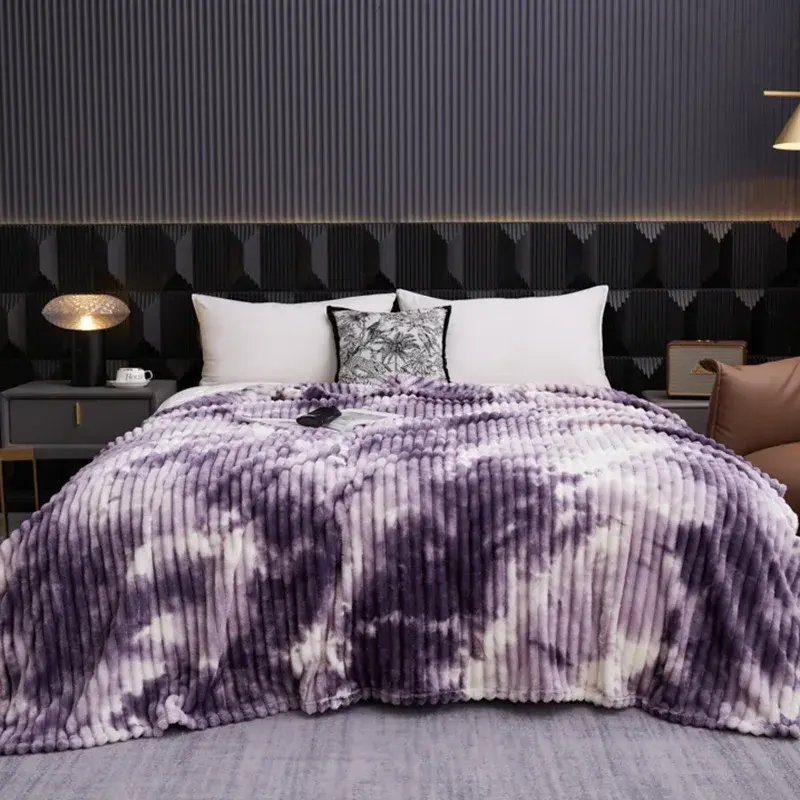 High Quality Blanket for Beds Tie Dyeing Warm Manta Various Sizes Flannel Fleece Thow Blanket Thick Warm Plaids Sofa Blanket