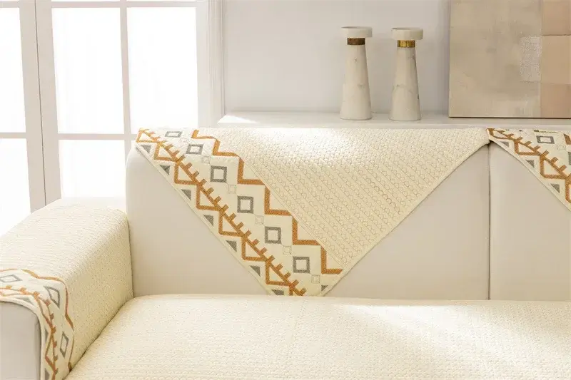 Nordic Style Sofa Cover Modern Snon-slip Couch Cover Pillow Case Pure Cotton Living Room Cotton Couch Mat Universal for Seasons