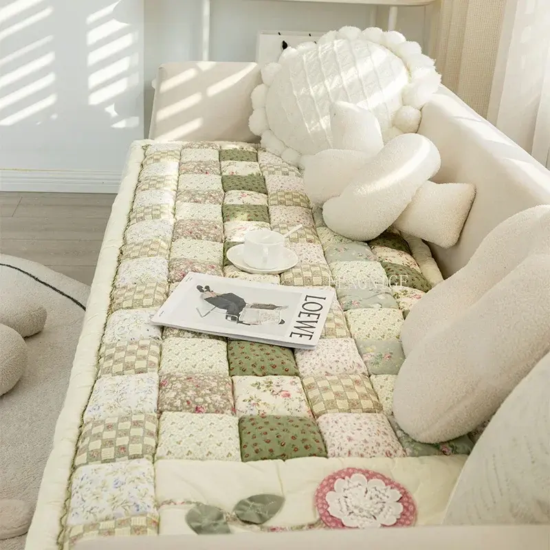 Korean Pure Cotton Sofa Cover for Living Room Embroidery Sofas Towel Non Slip Couch Covers L Shaped Corner Sofa Mat Seat Pad