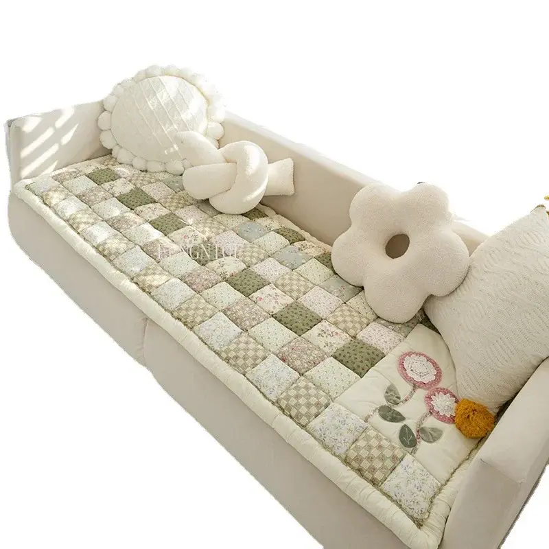 Korean Pure Cotton Sofa Cover for Living Room Embroidery Sofas Towel Non Slip Couch Covers L Shaped Corner Sofa Mat Seat Pad