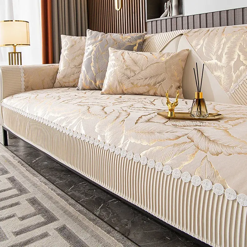 Luxury Europe Sofa Cover Seat Cushion Non-slip Plush Jacquard Couch Cover Sofa Towel Modern Leather Universal Sofa Protection