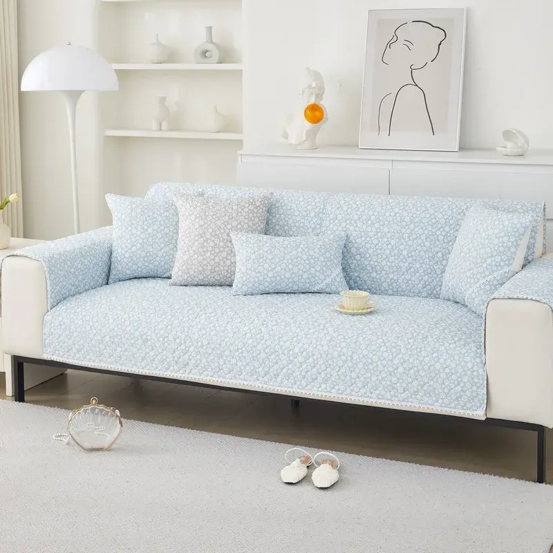 Floral Pattern Four Season Universal Sofa Cover Cotton Sofa Cushion Decorate Pastoral Style Straight Row Three Seats Sofa Cover