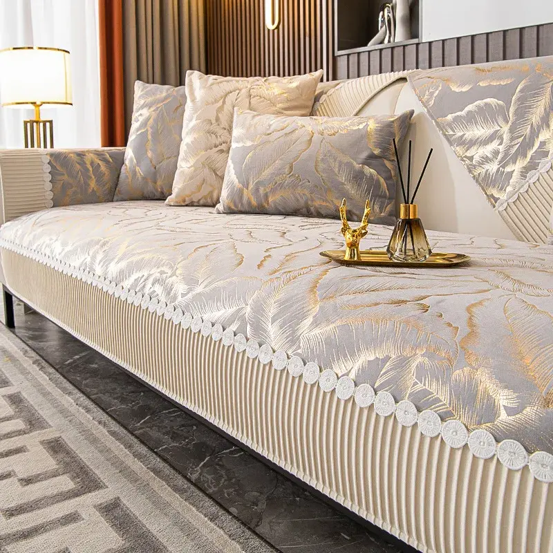 Luxury Europe Sofa Cover Seat Cushion Non-slip Plush Jacquard Couch Cover Sofa Towel Modern Leather Universal Sofa Protection