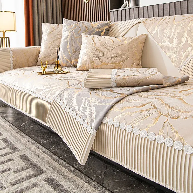 Luxury Europe Sofa Cover Seat Cushion Non-slip Plush Jacquard Couch Cover Sofa Towel Modern Leather Universal Sofa Protection