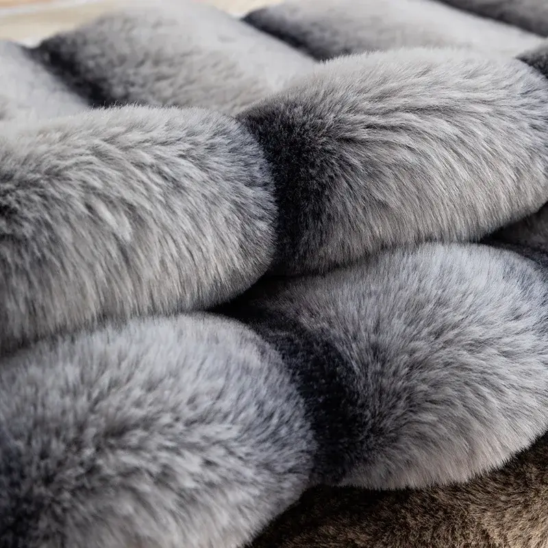 Plush Straight Strip Sofa Cover Thickened Keep Warm Sofa Mat Home Combination Couch Covers Solid Color Anti-slip Couch Cushion