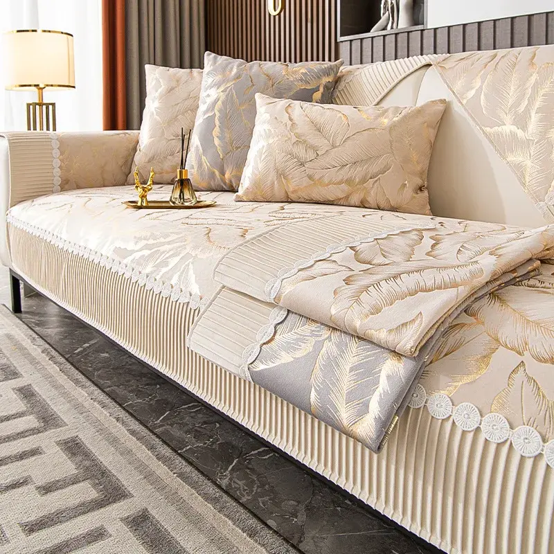 Luxury Europe Sofa Cover Seat Cushion Non-slip Plush Jacquard Couch Cover Sofa Towel Modern Leather Universal Sofa Protection