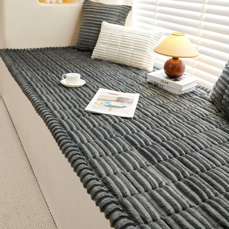 Winter Sofa Cover Thicken Garden Protective Couch Cover Plaid Cream-Coloured Large Plaid Square Pet Mat Bed Flannel Couch Cover