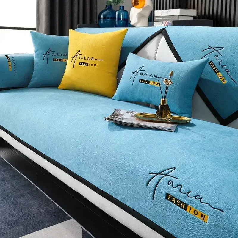 Embroidery Sofa Pad Towel Couches Covers for Living Room Multifunctional Sofa Cover Universal Slipcovers Chenille Couch Covers