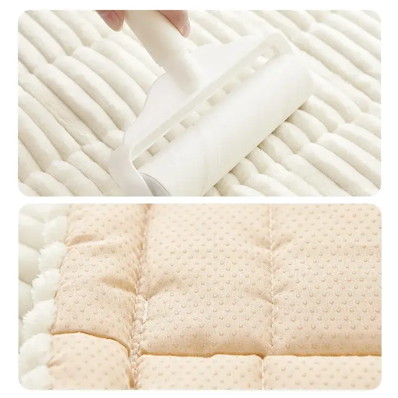 Winter Sofa Cover Thicken Garden Protective Couch Cover Plaid Cream-Coloured Large Plaid Square Pet Mat Bed Flannel Couch Cover