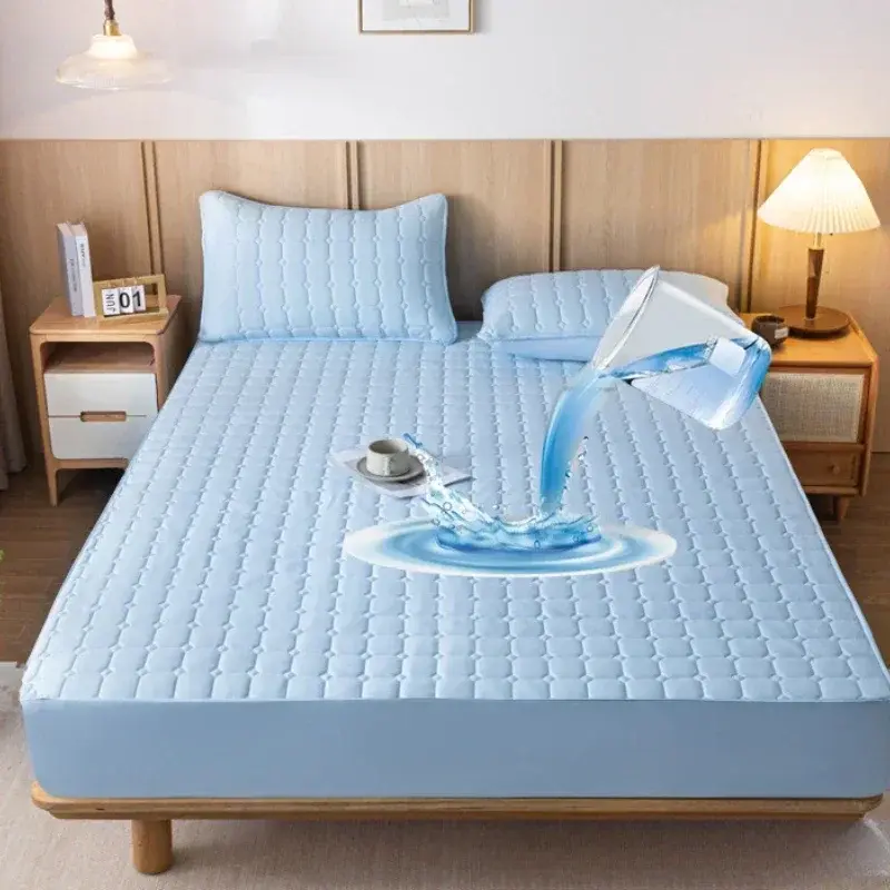 100% Waterproof Cotton Fitted Bed Sheet Anti-mite And Anti-bacterial Mattress Protector Soft Breathable Mattress Cover Washable