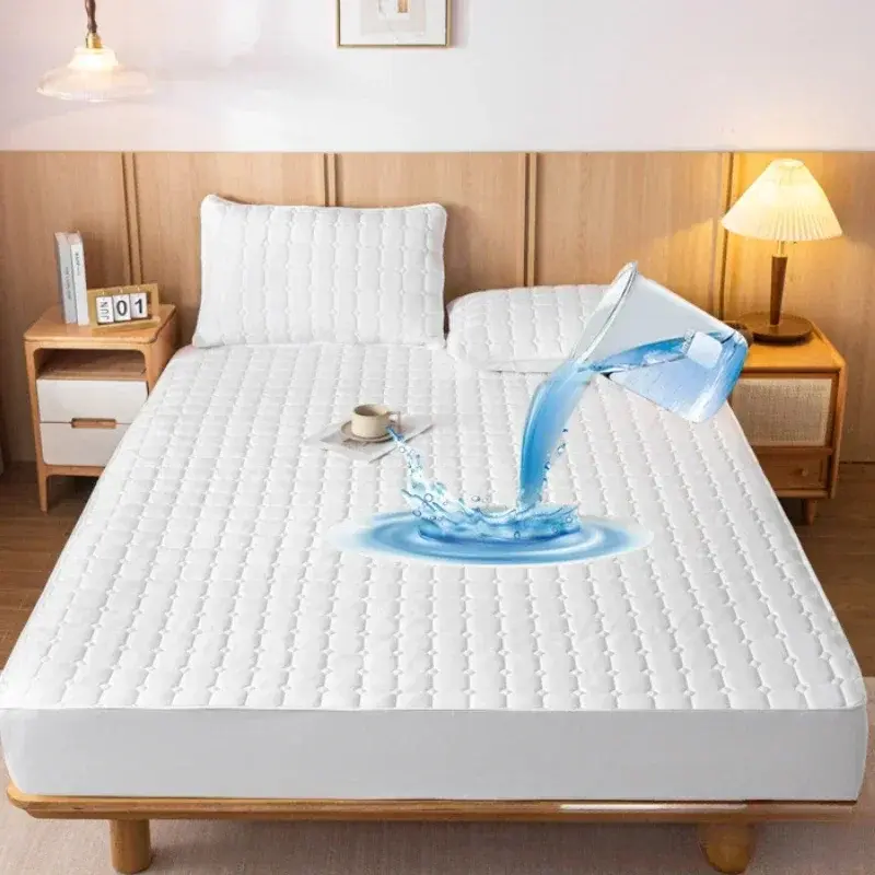 100% Waterproof Cotton Fitted Bed Sheet Anti-mite And Anti-bacterial Mattress Protector Soft Breathable Mattress Cover Washable