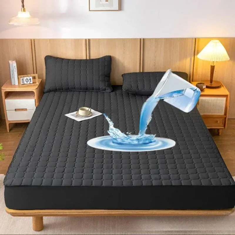 100% Waterproof Cotton Fitted Bed Sheet Anti-mite And Anti-bacterial Mattress Protector Soft Breathable Mattress Cover Washable