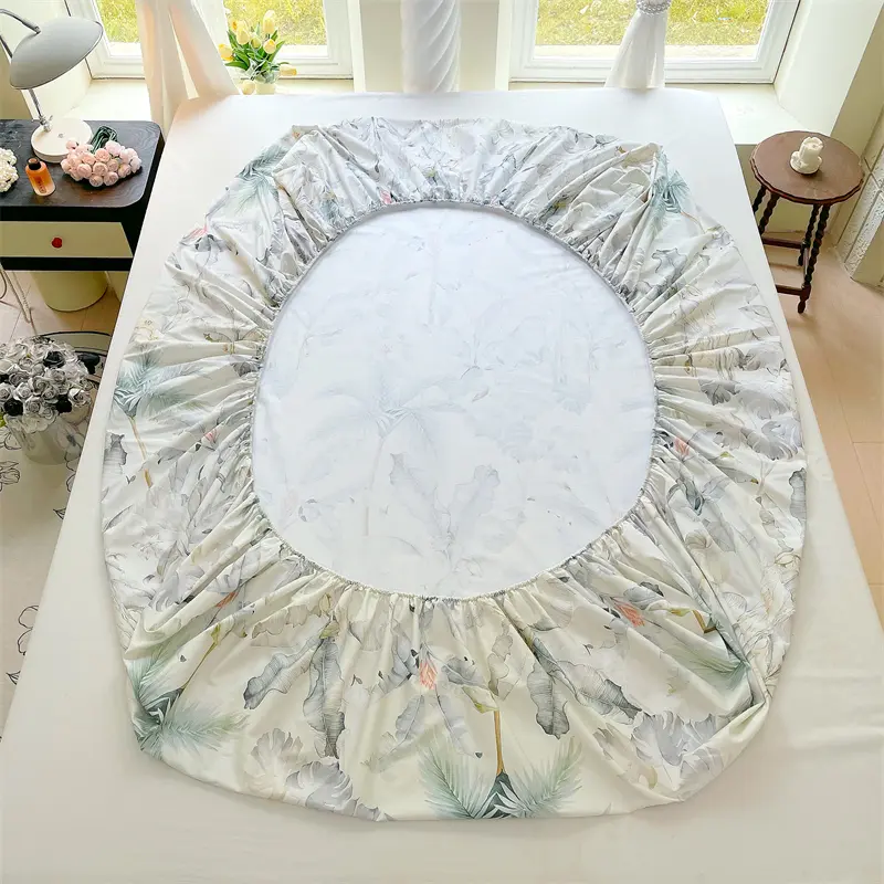 100% Cotton Bed Cover Adults Kids Room Bedsheet Non-slip Bed Linen Skin-friendly Fitted Sheets drap de lit (No Pillowcase)