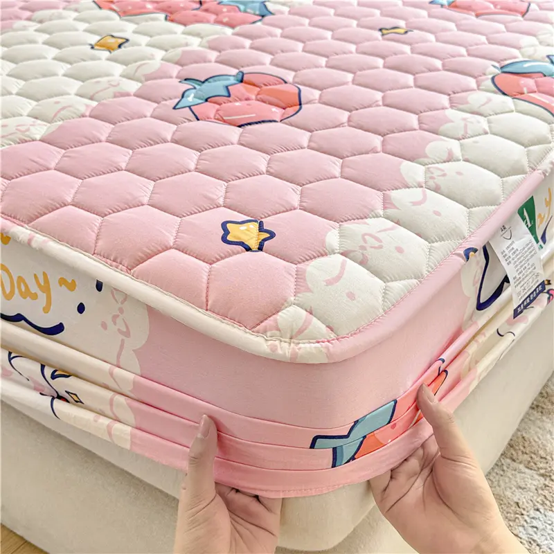 1pc Quilted Bed Cover Waterproof Bedspread Pure Cotton Bed Linen Adults Kids Room Mattress Protector 침대커버 (No Pillowcase)