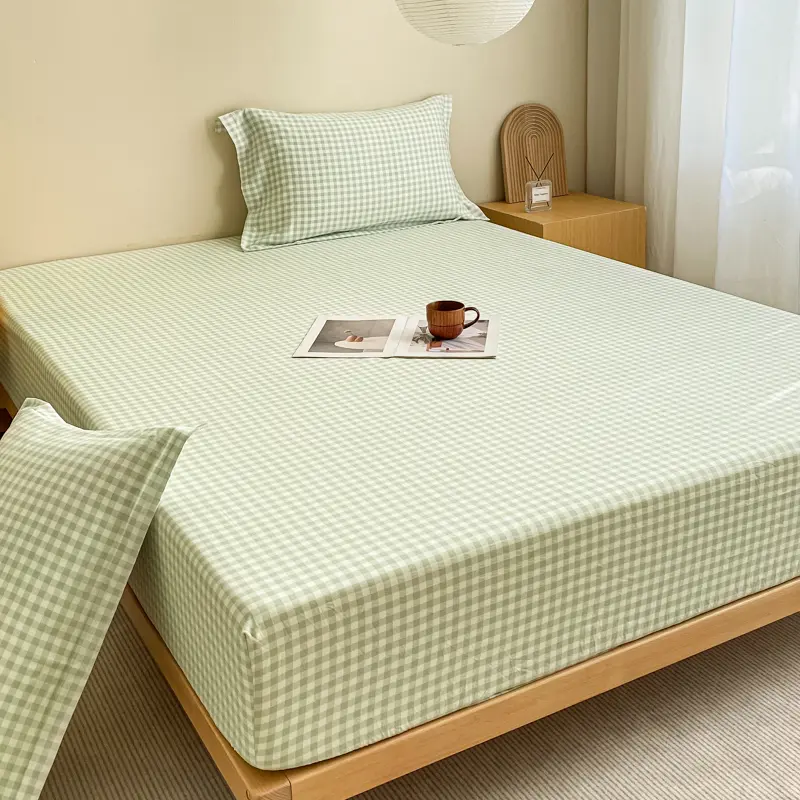 Plaid Style Fitted Sheet Adult Kids Bedsheet Skin-friendly Bed Linen Sheets Printed Bed Cover sabanas (Pillowcase Need Order)