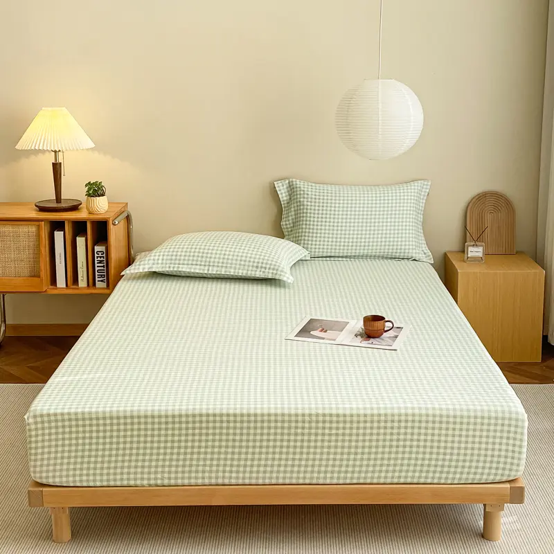 Plaid Style Fitted Sheet Adult Kids Bedsheet Skin-friendly Bed Linen Sheets Printed Bed Cover sabanas (Pillowcase Need Order)