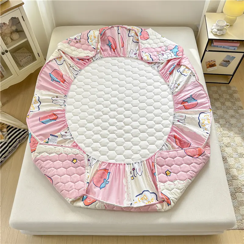 1pc Quilted Bed Cover Waterproof Bedspread Pure Cotton Bed Linen Adults Kids Room Mattress Protector 침대커버 (No Pillowcase)