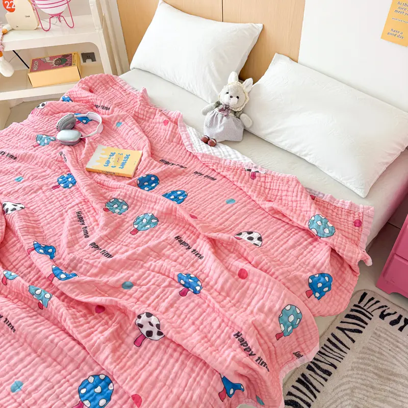 100% Cotton Blanket Breathable Towel for Kids Blankets Skin-friendly Plaid Nap Blankets Super Soft Bedsheet Travel Shawl manta