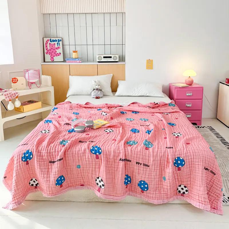 100% Cotton Blanket Breathable Towel for Kids Blankets Skin-friendly Plaid Nap Blankets Super Soft Bedsheet Travel Shawl manta