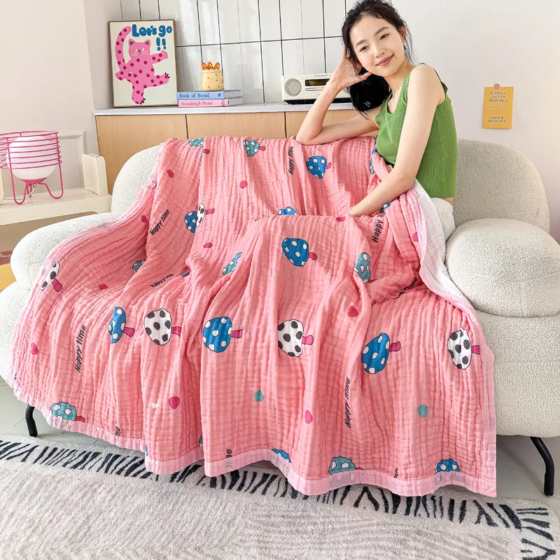 100% Cotton Blanket Breathable Towel for Kids Blankets Skin-friendly Plaid Nap Blankets Super Soft Bedsheet Travel Shawl manta