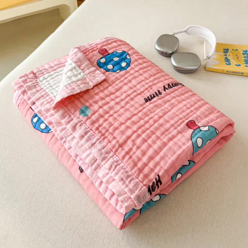 100% Cotton Blanket Breathable Towel for Kids Blankets Skin-friendly Plaid Nap Blankets Super Soft Bedsheet Travel Shawl manta