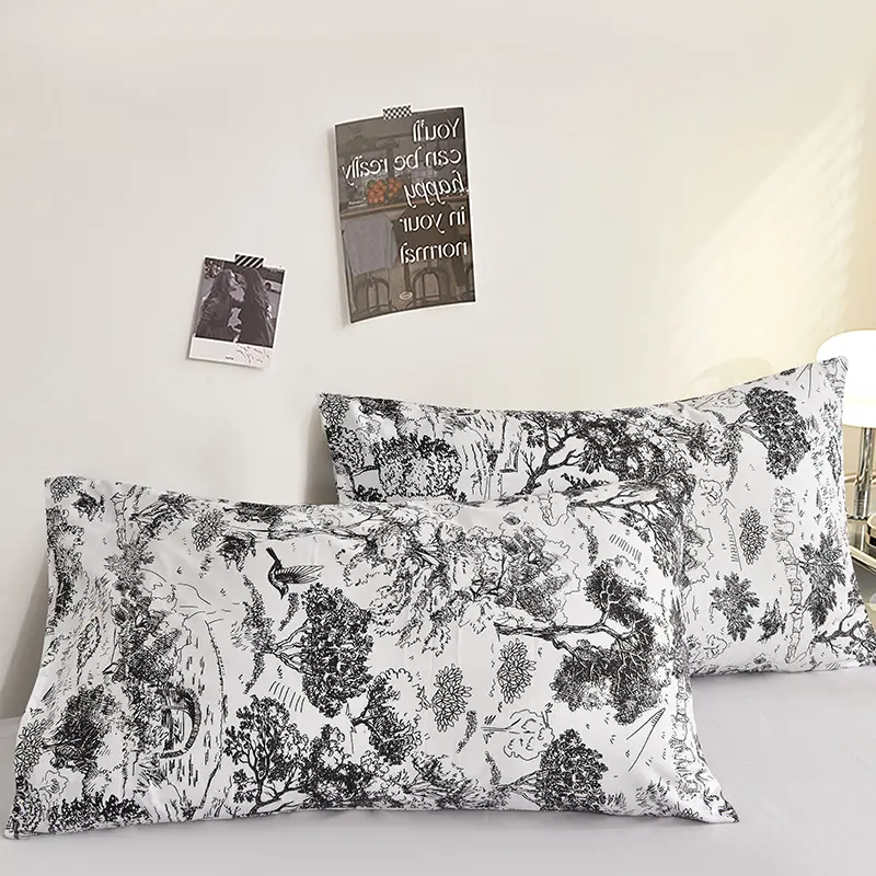 Printed Pillow Cover 2pcs Pillowcase 48x74cm Pillow Sham for Home Bed Pillowslip Rectangle Cushion Cover funda almohada