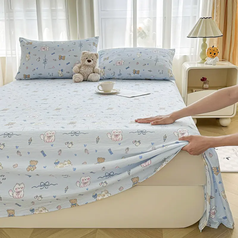 Cute Print Flat Bed Sheet Breathable Bed Linen Cartoon Style Flat Sheets Soft Bedsheets ropa de cama	(Pillowcase Need Order)