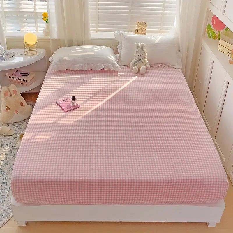 Velvet Fitted Sheet for Winter Bedsheet Plaid Style Bed Cover Skin-friendly Mattress Protector sabanas para cama (No Pillowcase)