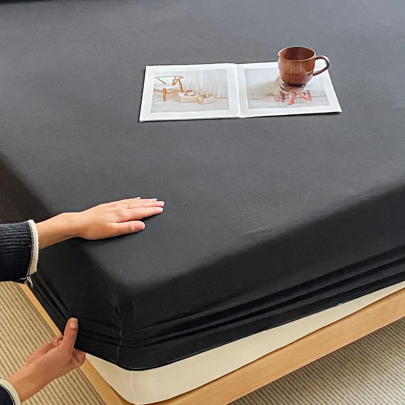 Black Fitted Sheet Girls Boys Room Bed Cover Mattress Protector Bed 90/120/150/180/200cm Sheets couvre lit(Pillowcase Need Order