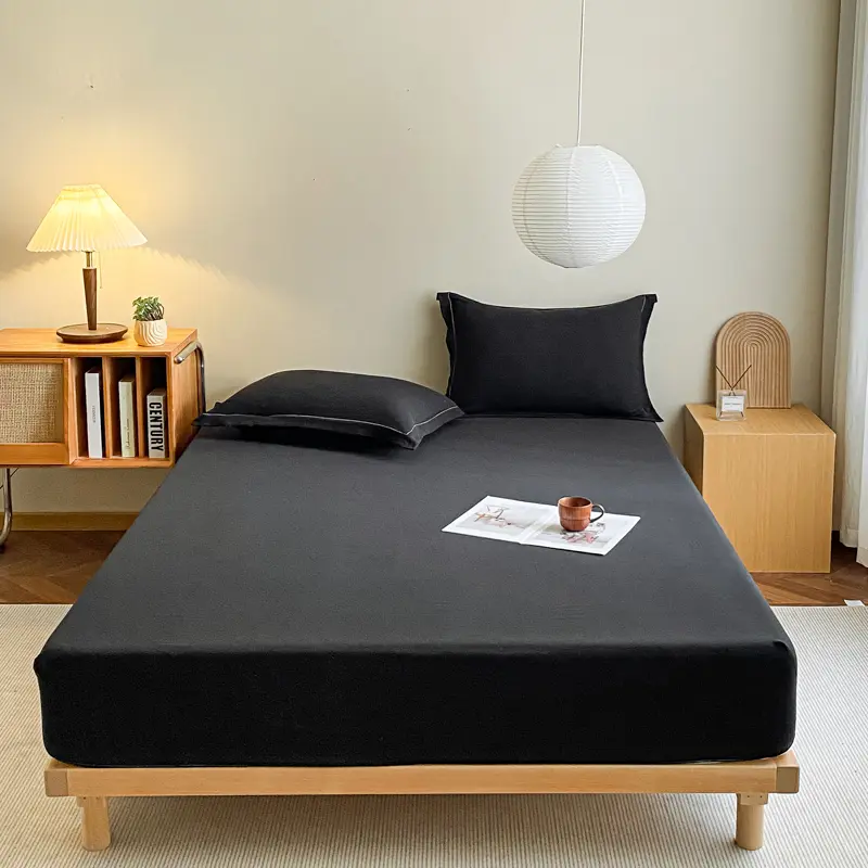 Black Fitted Sheet Girls Boys Room Bed Cover Mattress Protector Bed 90/120/150/180/200cm Sheets couvre lit(Pillowcase Need Order